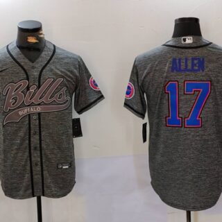 Men's Buffalo Bills #17 Josh Allen Grey Team Cool Base Stitched Baseball Jerseys