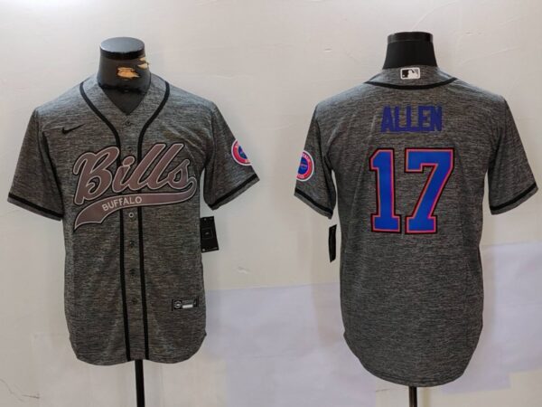 Men's Buffalo Bills #17 Josh Allen Grey Team Cool Base Stitched Baseball Jerseys