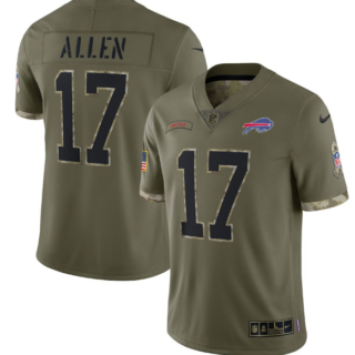 Men's Buffalo Bills #17 Josh Allen Olive 2022 Salute To Service Limited Stitched Jersey