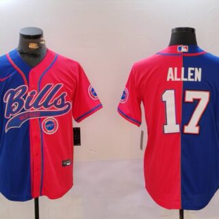 Men's Buffalo Bills #17 Josh Allen Red Blue Team Cool Base Stitched Baseball Jerseys