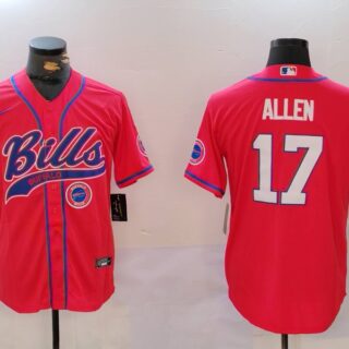 Men's Buffalo Bills #17 Josh Allen Red Cool Base Stitched Baseball Jerseys