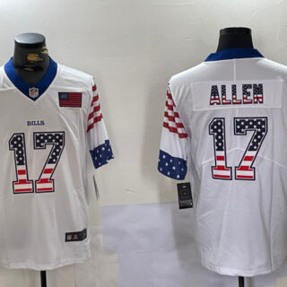 Men's Buffalo Bills #17 Josh Allen White 2019 USA Flag Fashion Limited Stitched Football Jersey