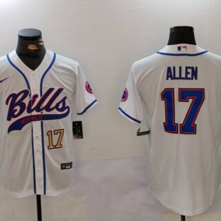 Men's Buffalo Bills #17 Josh Allen White Cool Base Stitched Baseball Jerseys