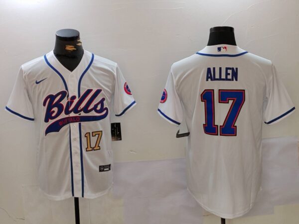 Men's Buffalo Bills #17 Josh Allen White Cool Base Stitched Baseball Jerseys