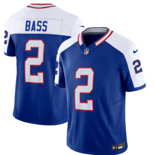 Men's Buffalo Bills #2 Tyler Bass Blue White 2023 F.U.S.E. Throwback Vapor Untouchable Limited Stitched Jersey
