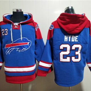 Men's Buffalo Bills #23 Micah Hyde Red Blue Ageless Must-Have Lace-Up Pullover Hoodie