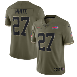 Men's Buffalo Bills #27 Tre'Davious White Olive 2022 Salute To Service Limited Stitched Jersey