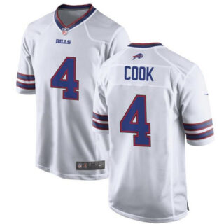Men's Buffalo Bills #4 James Cook White Stitched Game Football Jersey