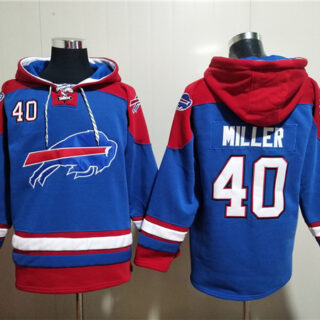 Men's Buffalo Bills #40 Von Miller Red Blue Ageless Must-Have Lace-Up Pullover Hoodie
