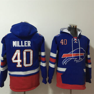 Men's Buffalo Bills #40 Von Miller Royal Ageless Must-Have Lace-Up Pullover Hoodie