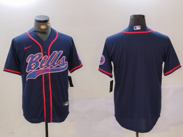Men's Buffalo Bills Blank Navy Team Cool Base Stitched Baseball Jerseys