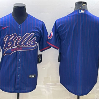Men's Buffalo Bills Blank Royal With Patch Cool Base Stitched Baseball Jersey
