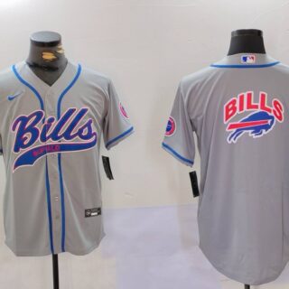 Men's Buffalo Bills Grey Team Blank Cool Base Stitched Baseball Jerseys