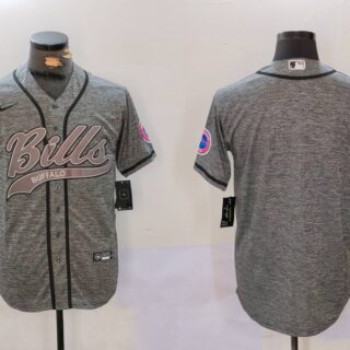 Men's Buffalo Bills Grey Team Blank Cool Base Stitched Baseball Jerseys