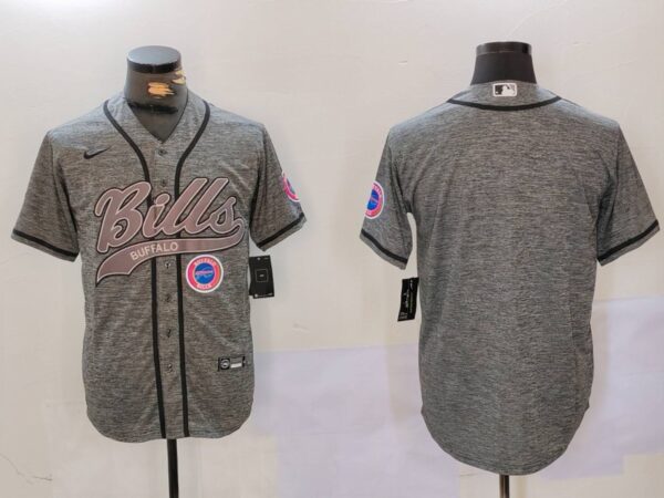 Men's Buffalo Bills Grey Team Blank Cool Base Stitched Baseball Jerseys