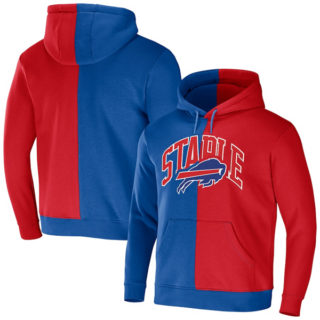 Men's Buffalo Bills Royal Red Split Logo Pullover Hoodie