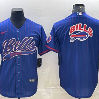 Men's Buffalo Bills Royal Team Big Logo With Patch Cool Base Stitched Baseball Jersey