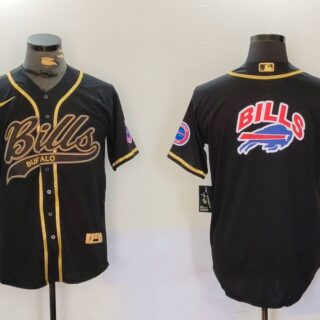 Men's Buffalo Bills big logo Black Cool Base Stitched Baseball Jerseys