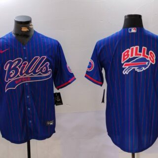 Men's Buffalo Bills big logo Blue Team Cool Base Stitched Baseball Jerseys