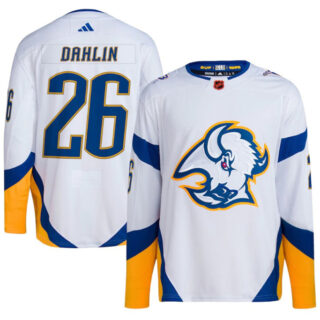 Men's Buffalo Sabres #26 Rasmus Dahlin White 2022 23 Reverse Retro Stitched Jersey