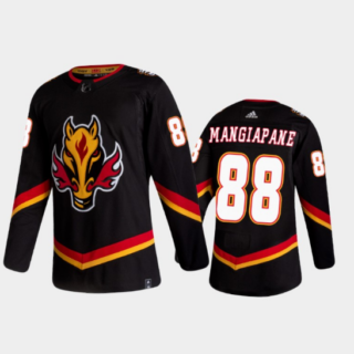 Men's Calgary Flames #88 Andrew Mangiapane 2020-21 Black Reverse Retro Stitched Jersey