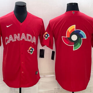 Men's Canada Baseball 2023 Red World Baseball Big Logo With Patch Classic Stitched Jersey