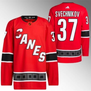 Men's Carolina Hurricanes #37 Andrei Svechnikov 2022 23 Reverse Retro Red Stitched Jersey