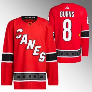 Men's Carolina Hurricanes #8 Brent Burns 2022 23 Reverse Retro Red Stitched Jersey