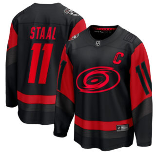 Men's Carolina Hurricanes Custom Black Red Stadium Series Breakaway Stitched Jersey
