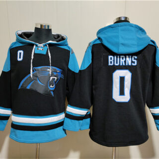 Men's Carolina Panthers #0 Brian Burns Black Ageless Must-Have Lace-Up Pullover Hoodie