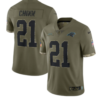 Men's Carolina Panthers #21 Jeremy Chinn Olive 2022 Salute To Service Limited Stitched Jersey