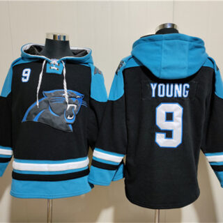 Men's Carolina Panthers #9 Bryce Young Black Ageless Must-Have Lace-Up Pullover Hoodie