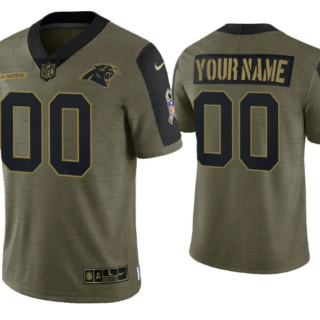 Men's Carolina Panthers ACTIVE PLAYER Custom 2021 Olive Salute To Service Limited Stitched Jersey