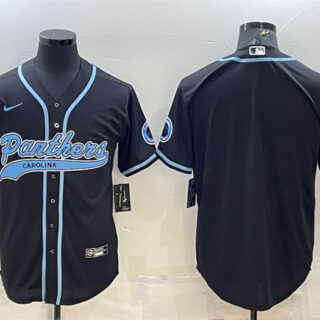 Men's Carolina Panthers Blank Black With Patch Cool Base Stitched Baseball Jersey