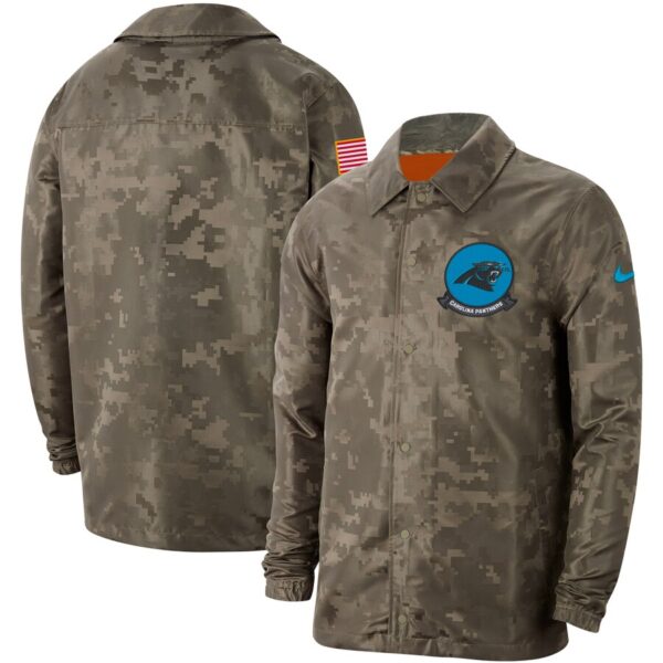 Men's Carolina Panthers Nike Camo 2019 Salute To Service Sideline Full Zip Lightweight Jacket