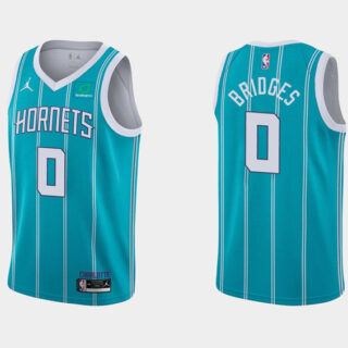 Men's Charlotte Hornets #0 Miles Bridges Aqua Stitched Basketball Jersey