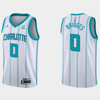 Men's Charlotte Hornets #0 Miles Bridges White Stitched Basketball Jersey