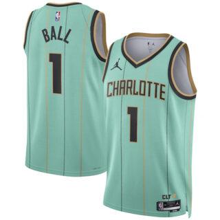 Men's Charlotte Hornets #1 LaMelo Ball Mint 2024 25 City Edition Stitched Basketball Jersey