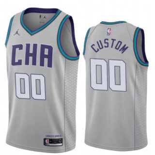 Men's Charlotte Hornets Custom Name Number Jersey 2019-20 Gray City Edition