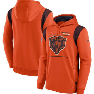Men's Chicago Bears 2021 Orange Sideline Logo Performance Pullover Hoodie