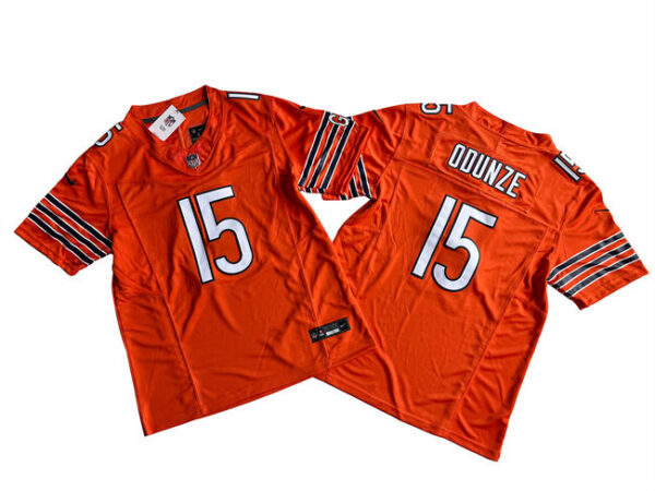 Men's Chicago Bears #15 Rome Odunze Orange 2024 Draft F.U.S.E. Vapor Stitched Football Jersey