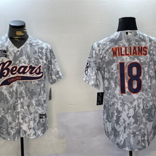 Men's Chicago Bears #18 Caleb Williams 2024 Arctic Camo Salute To Service Stitched Baseball Jersey