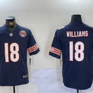 Men's Chicago Bears #18 Caleb Williams Navy 2024 Draft F.U.S.E. Vapor Stitched Football Jersey