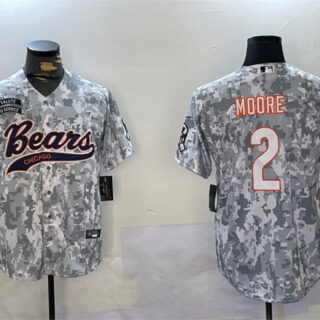 Men's Chicago Bears #2 DJ Moore 2024 Arctic Camo Salute To Service Stitched Baseball Jersey