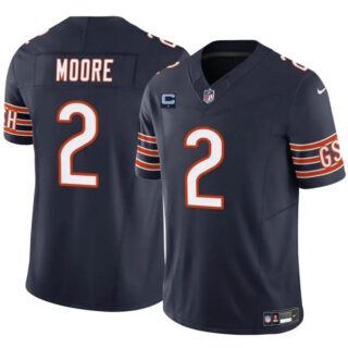 Men's Chicago Bears #2 DJ Moore Navy 2024 F.U.S.E. With 1-Star C Patch Vapor Untouchable Limited Stitched Football Jersey