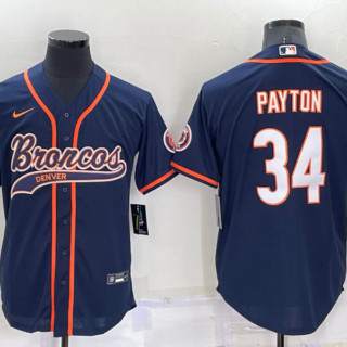 Men's Chicago Bears #34 Walter Payton Navy Cool Base Stitched Baseball Jersey