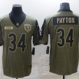 Men's Chicago Bears #34 Walter Payton Nike Olive 2021 Salute To Service Retired Player Limited Jersey