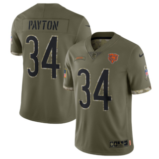 Men's Chicago Bears #34 Walter Payton Olive 2022 Salute To Service Limited Stitched Jersey