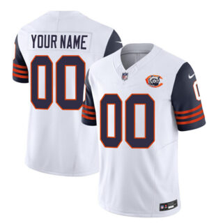 Men's Chicago Bears Active Player Custom 2023 F.U.S.E. White Navy Throwback Limited Stitched Football JerseyS