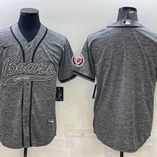 Men's Chicago Bears Blank Grey With Patch Cool Base Stitched Baseball Jersey